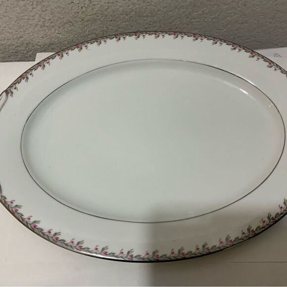 2 Noritake 5507 Petite Pattern 16.5” & 12”  Serving Platter  salad plate 8.25” - Picture 10 of 11